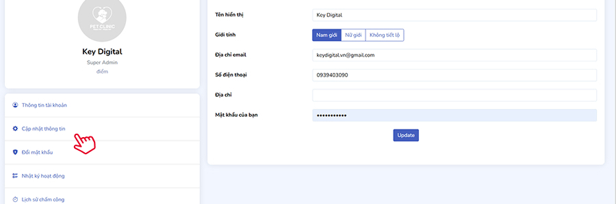 Cập nhật thông tin tài khoản