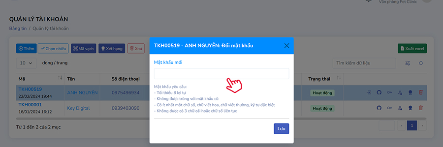 Nhập mật khẩu mới