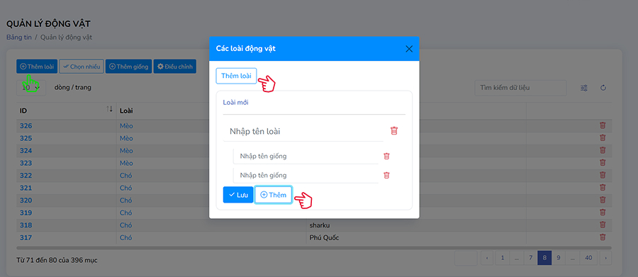 Thêm loài động vật mới