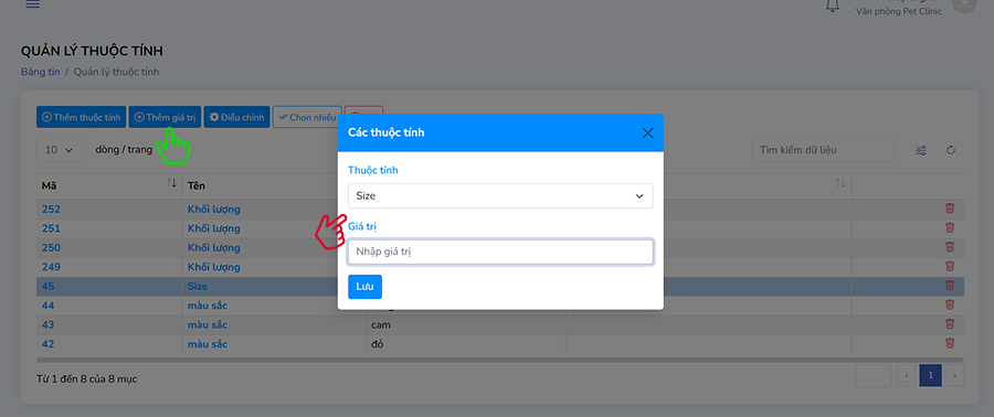 Thêm giá trị cho thuộc tính có sẵn