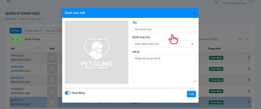 Tạo danh mục mới