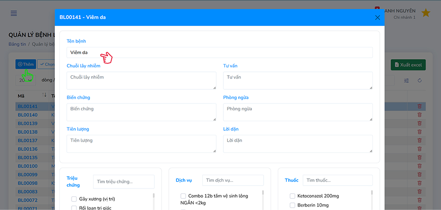 Thêm bệnh lý