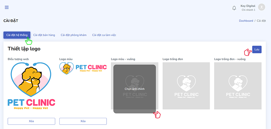 Thêm và cập nhật logo