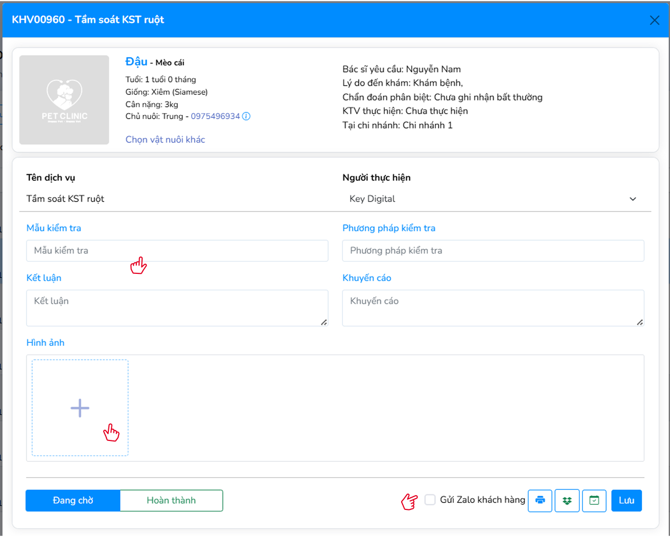Thực hiện hoặc cập nhật phiếu soi kính hiển vi