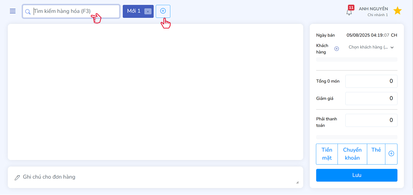 Thêm nhiều đơn hàng cùng lúc với POS Bán Hàng