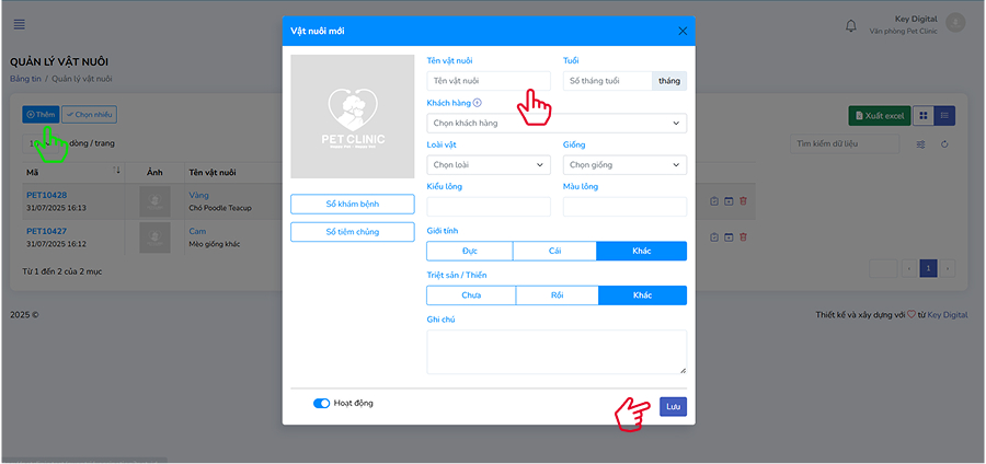 Thêm vật nuôi mới