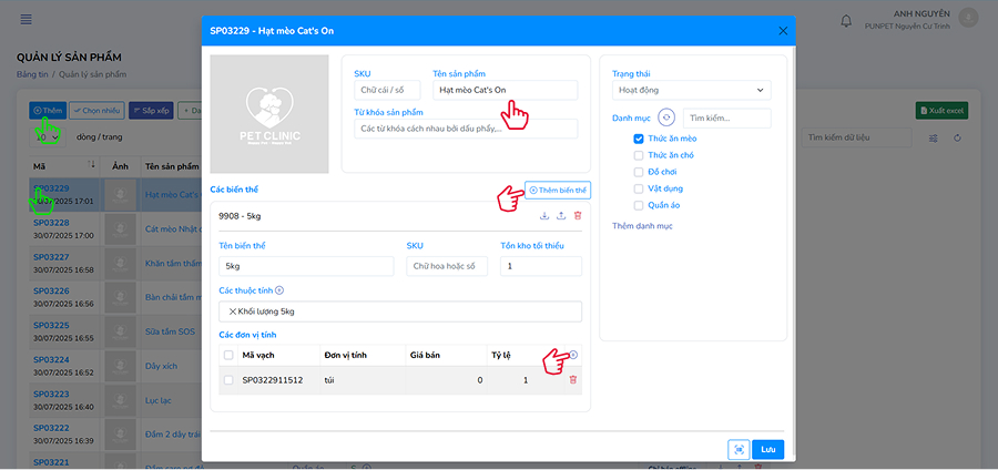 Cửa sổ thêm sản phẩm