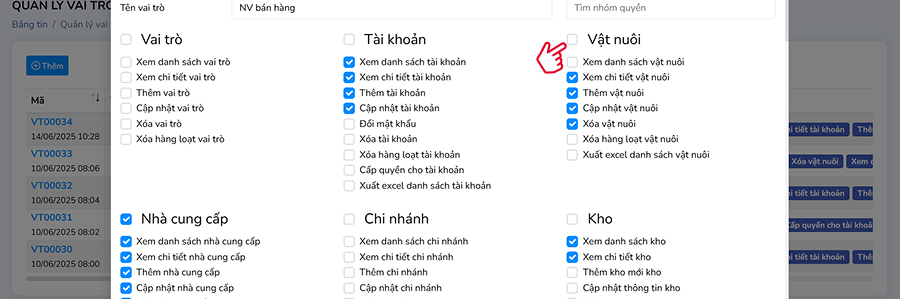 Chỉnh sửa quyền vai trò