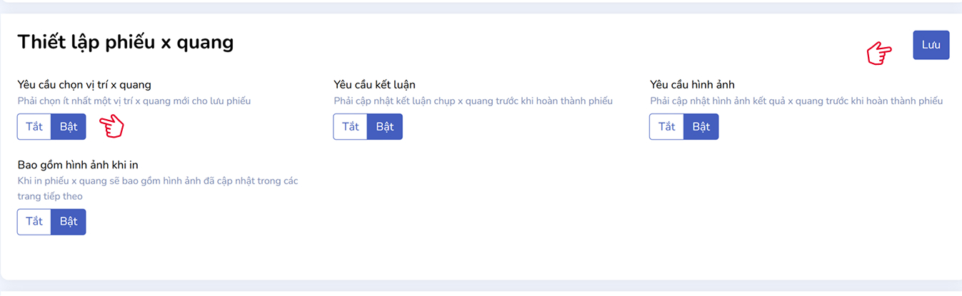 Thiết lập phiếu X-Quang