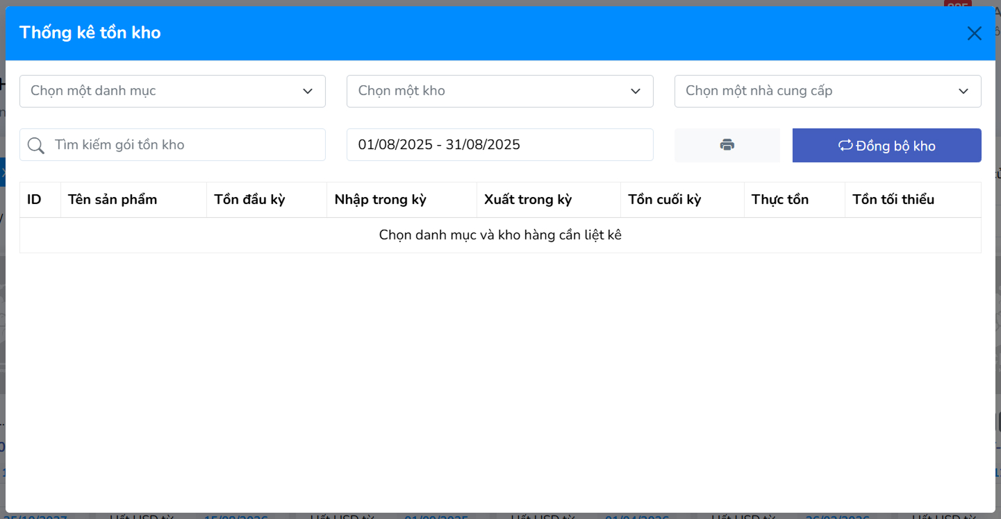 Hướng dẫn chọn hàng hóa và đồng bộ kho