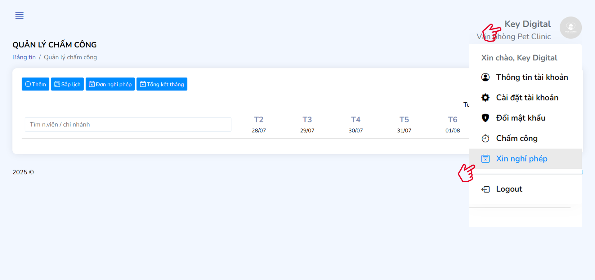 Đăng ký đơn nghỉ phép